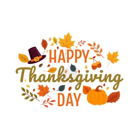Photo for Happy thanksgiving autumn holiday background vector image. Happy Thanksgiving background letter with leaves. Stock illustration vector. Happy thanksgiving lettering design vector - Royalty Free Image
