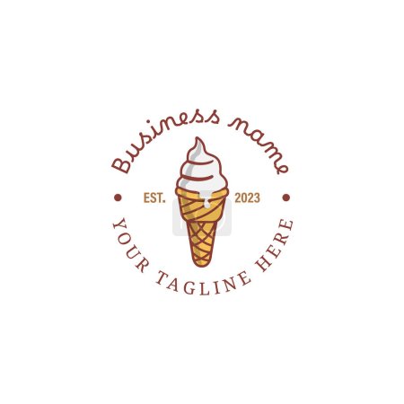 Photo for Ice cream logo design illustration. Vector ice cream cone cartoon icon illustration. sweet food icon concept isolated . flat cartoon style - Royalty Free Image