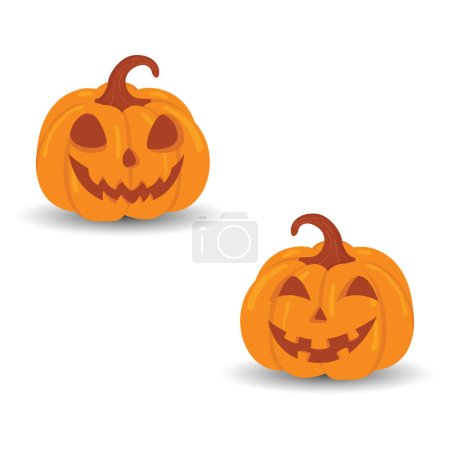Photo for Halloween pumpkin vector set isolated on white background. Scary Jack O Lantern Halloween pumpkin set. An orange pumpkin with a smile for your design for the Halloween holida - Royalty Free Image