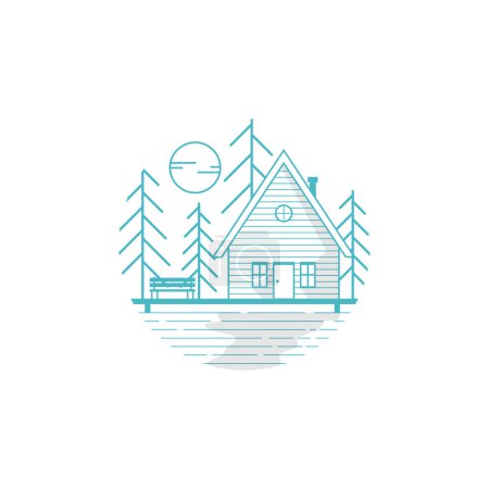 Photo for Wood house cabin cottage logo icon design template flat vector illustration. Cabin home minimalist logo icon template design vector image - Royalty Free Image