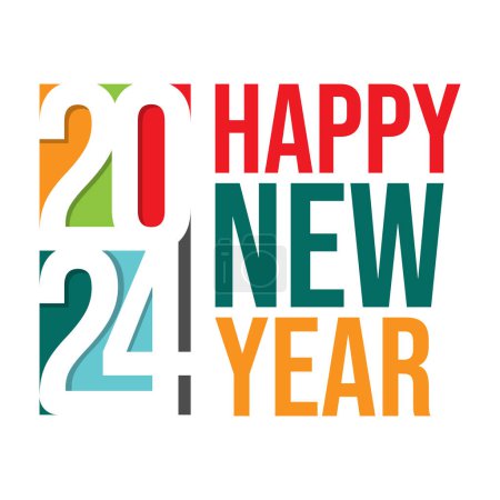 Ilustración de Feliz año nuevo 2024 vector de saludo. Feliz año nuevo 2024 fondo vector imag - Imagen libre de derechos