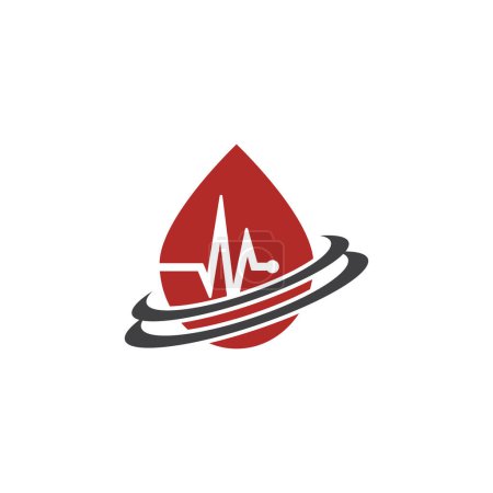 Photo for Blood droop icon logo design template. Logo for Blood Donation. Pulse wave and red blood drop - donation concept. Vector illustration - Royalty Free Image