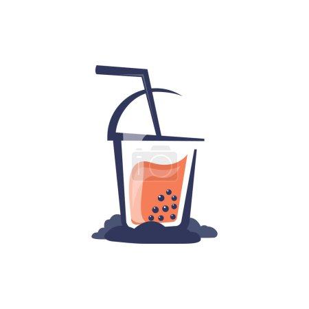 Bubble Tea logo inspiration. Boba Drink Concept. Bubble drink outline logo vector image. Bubble drink tea logo design vector template Free Vector