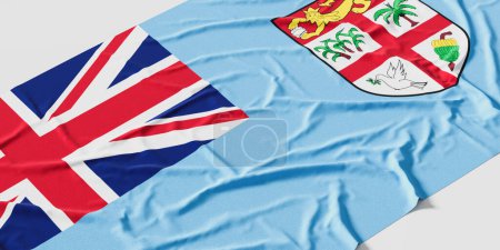 Foto de Bandera de Fiji. Bandera Fiji texturizada de tela aislada sobre fondo blanco - Imagen libre de derechos