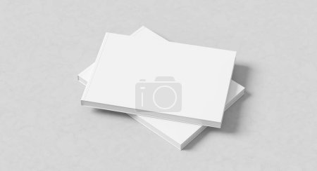 Landscape hardcover book mock up isolated on white background.. A4 size book or catalog mock up. 3D illustration. 