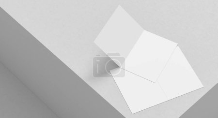 Bi fold brochure mock up isolated on white background. Bi fold paper mock up. 3D illustration