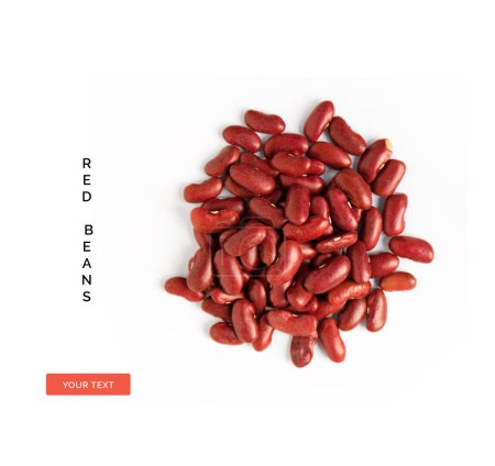 Téléchargez les photos : Mise en page créative faite de haricots rouges sur fond blanc. Concept alimentaire. - en image libre de droit