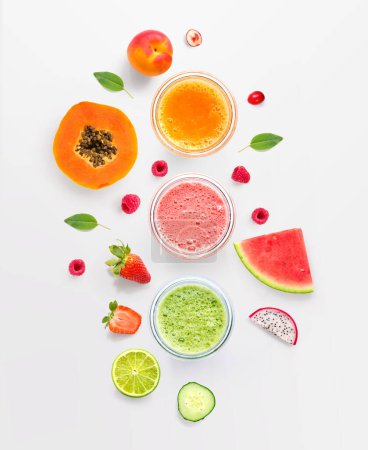 Photo for Creative layout made of smoothies. Flat lay. Food concept. - Royalty Free Image
