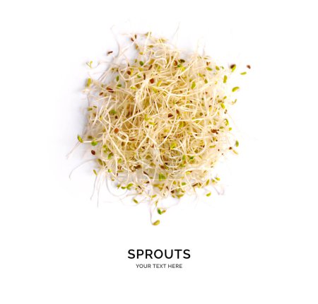 Creative layout made of sprouts on the white background. Flat lay. Food concept.  