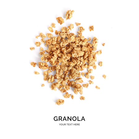Foto de Diseño creativo hecho de granola aislado sobre fondo blanco. Concepto alimenticio. - Imagen libre de derechos