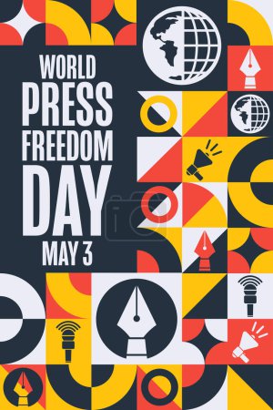 Illustration for World Press Freedom Day. May 3. Holiday concept. Template for background, banner, card, poster with text inscription. Vector EPS10 illustration - Royalty Free Image