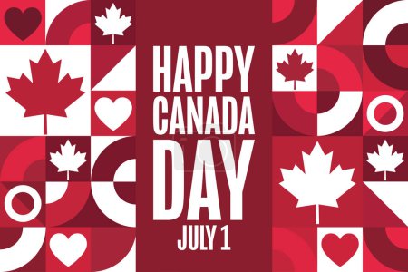 Happy Canada Day. July 1. Holiday concept. Template for background, banner, card, poster with text inscription. Vector EPS10 illustration