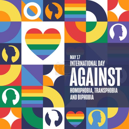 Journée internationale contre l'homophobie, la transphobie et la biphobie. Le 17 mai. Concept de vacances. Modèle pour fond, bannière, carte, affiche avec inscription texte. Illustration vectorielle EPS10