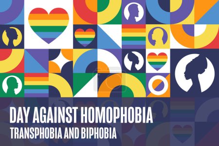 Internationaler Tag gegen Homophobie, Transphobie und Biphobie Am 17. Mai. Ferienkonzept. Vorlage für Hintergrund, Banner, Karte, Plakat mit Textinschrift. Vektor EPS10 Abbildung