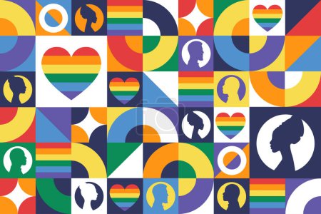 Ilustración de Día Internacional contra la Homofobia, la Transfobia y la Bifobia. 17 de mayo. Patrón geométrico sin costuras. Plantilla para fondo, banner, tarjeta, póster. Ilustración del vector EPS10 - Imagen libre de derechos
