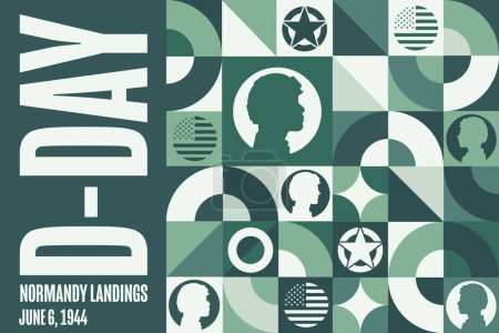 D-Day. Normandy Landings. Remember and Honor. June 6, 1944. Holiday concept. Template for background, banner, card, poster with text inscription. Vector EPS10 illustration