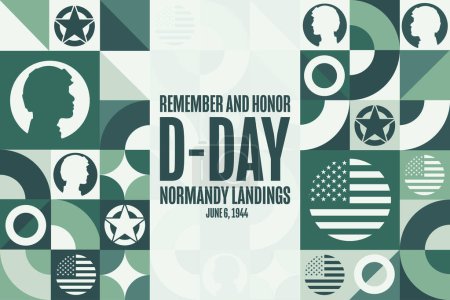 D-Day. Normandy Landings. Remember and Honor. June 6, 1944. Holiday concept. Template for background, banner, card, poster with text inscription. Vector EPS10 illustration