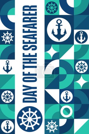 Day of the Seafarer. June 25. Holiday concept. Template for background, banner, card, poster with text inscription. Vector EPS10 illustration