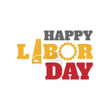 Illustration for Happy labor day background. Labor Day celebration banner with text - Labor Day. Vector illustratio - Royalty Free Image