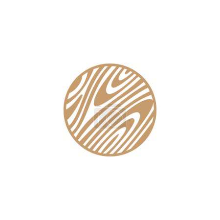 Téléchargez les illustrations : Vecteur de logo en bois avec motif en bois sur la forme du cercle. Forme ronde simple motif en bois logo design - en licence libre de droit