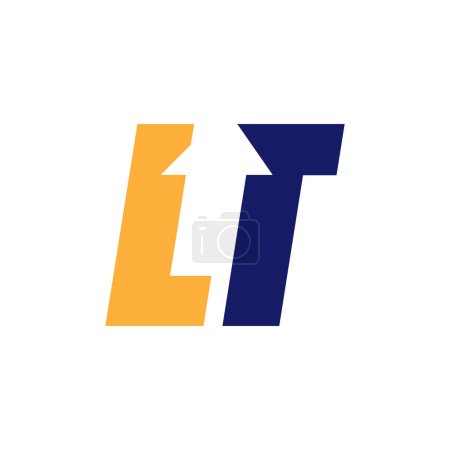 Initiale lt flèche lettre logo modèle de conception. Design initial du logo LT lettre avec flèche dans l'espace négatif
