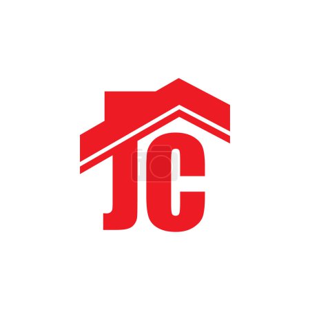 JC Haussymbol einfaches Logo. Abstraktes Anfangsbuchstaben JC Haus Immobilien Logo Vektor. das Logo eignet sich für den Wohnungsbau, Immobilien, Bauwesen, et