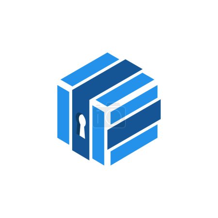 Self Storage Logo Design-Vorlage. Sichere Lagerung Garage Vektor Illustration. Mit Konzept aus Vorhängeschloss und Garagensymbol-Kombination