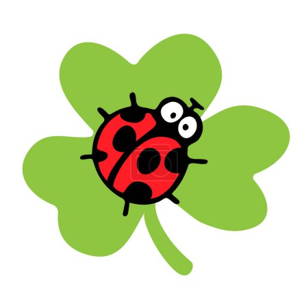 Illustration for Crazy Ladybug on clover shamrock - Royalty Free Image