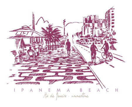 Vector illustration of Rio de Janeiro landscape. Drawing in scribbled style, with irregular lines. Illustration for posters, t-shirts and etc ...