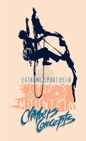 Illustration for Hiker silhouette illustration in composition with text. Editable vector art. - Royalty Free Image