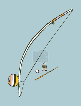 Editable vector illustration of Berimbau, folk musical instrument.