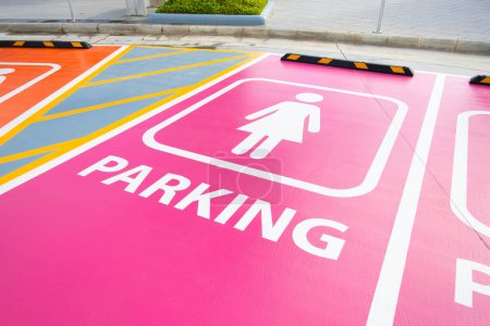 Photo for Closeup lady parking sign painted on the floor of parking area. - Royalty Free Image