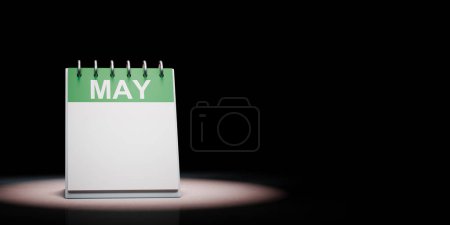 May Desk Calendar, Blank Day, Spotlighted on Black Background with Copy Space 3D Illustration