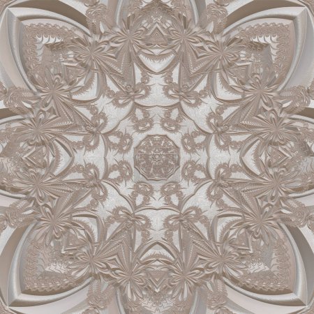 Téléchargez les photos : Motif fractal dans le style de bas-relief stuc sur un mur de pierre grise - en image libre de droit