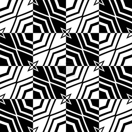Abstract seamless pattern with decorative geometric  elements. Black and white ornament. Modern stylish texture repeating. Great for tapestry, carpet, bedspread, fabric, ceramic tile, pillow