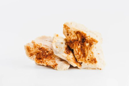 Photo for Fast cooking.Chicken fillets fried until half cooked, semi-finished product on a white background. Fast homemade food.Fast food. Quick cooking at home. Copy space. - Royalty Free Image
