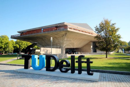 Photo for Logo in letters for the auditorium of the Technical University of Delft in Delft the Netherlands - Royalty Free Image