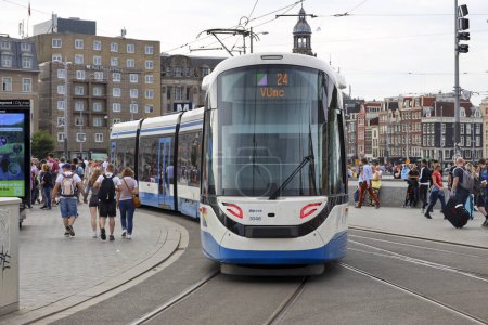 Photo for 15G-tram from GVb build by CAF type Urbos in the streets of Amsterdam in the Netherlands - Royalty Free Image