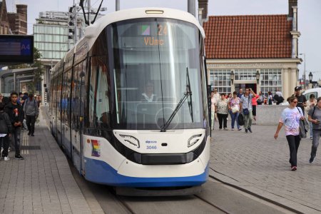 Photo for 15G-tram from GVb build by CAF type Urbos in the streets of Amsterdam in the Netherlands - Royalty Free Image