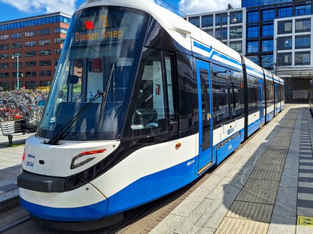 Photo for 15G-tram from GVb build by CAF type Urbos in the Streets of Amsterdam the Netherlands - Royalty Free Image