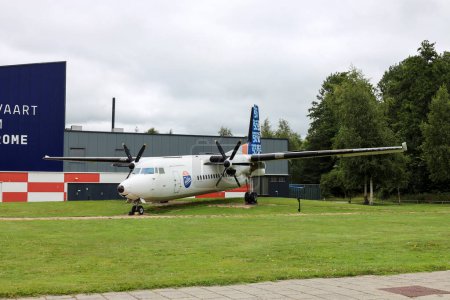 Photo for Fokker F50 in front of the Aviodrome museum Lelystad in the Netherlands - Royalty Free Image