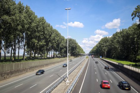 Photo for Part of the A20 highway near Nieuwerkerk aan den IJssel where there are daily traffic jams in the Netherlands - Royalty Free Image