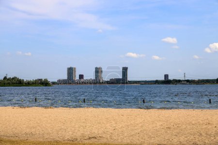 Beach in the summer at the innerland lake Zevenhuizerplas at Oud-Verlaat in the Netherlands