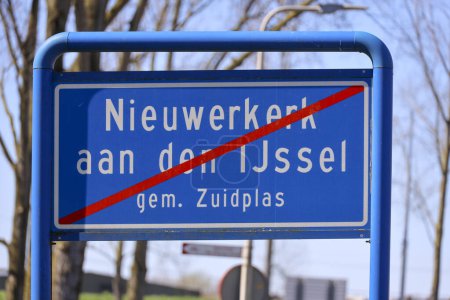 Signs of the built-up area of the village Nieuwerkerk aan den IJssel municipality of Zuidplas the Netherlands