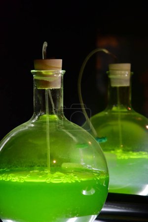 Saint Malo; France - july 30 2023 : laboratory of polluted water inthe Grand Aquarium