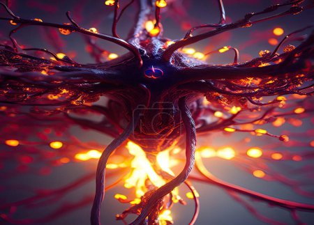 Photo for Neurons firing, 3d illustration. - Royalty Free Image