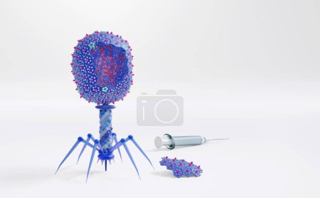 Téléchargez les photos : Phagothérapie, illustration conceptuelle. Les bactériophages, ou phages, sont des virus qui infectent les bactéries. - en image libre de droit