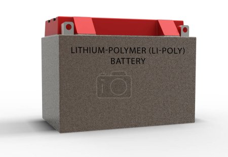 Photo for Lithium-polymer (Li-poly) battery. A lithium-polymer battery is a rechargeable battery that uses a polymer electrolyte instead of a liquid electrolyte used in Li-ion batteries. - Royalty Free Image