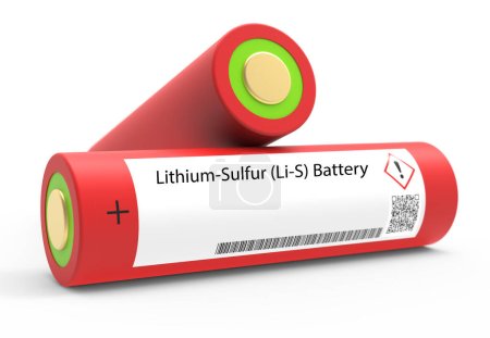 Foto de Batería de litio-azufre (Li-S). Una batería Li-S es un tipo de batería recargable que utiliza litio y azufre como electrodos. - Imagen libre de derechos