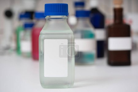 Photo for Glass laboratory bottle with empty sign on it - Royalty Free Image